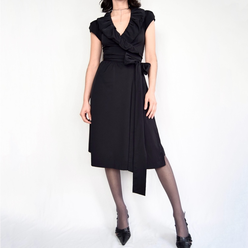 Diane von Furstenberg Bethania black wrap dress | size 6